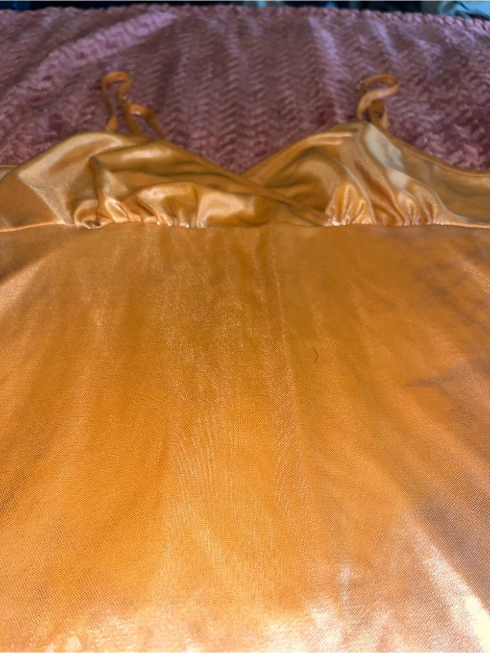 Y2K Fantasy Shin Gold/orange Chemise Slip with Adjustable Straps. Size L - Picture 3 of 4
